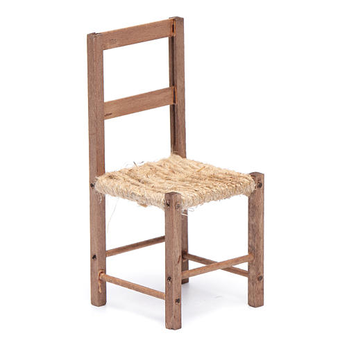 Cadeira madeira e corda 12 cm presépio napolitano 1