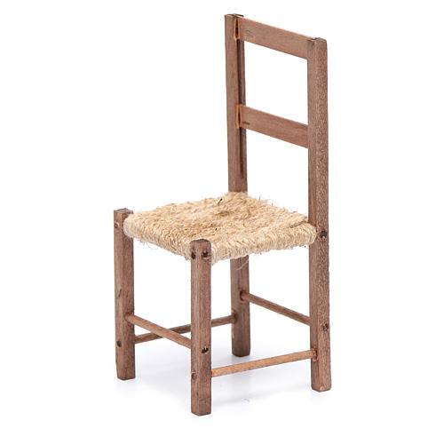 Cadeira madeira e corda 12 cm presépio napolitano 2