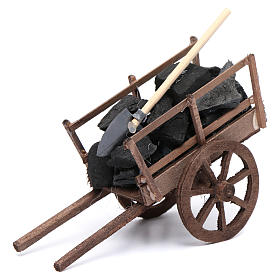 Cart with coal and shovel for Neapolitan nativity scene