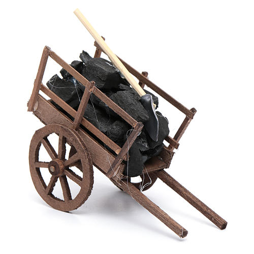 Cart with coal and shovel for Neapolitan nativity scene 2