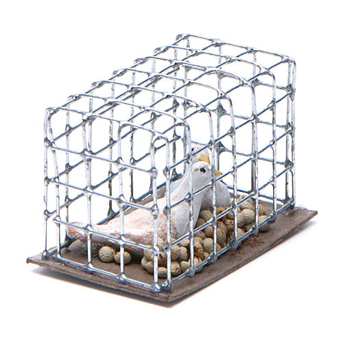 Cage couple d'oiseaux crèche napolitaine 2