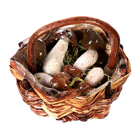 Basket with mushrooms for Neapolitan nativity scene