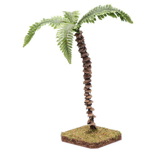 Palmeira com tronco trabalhado e folhas flexíveis 18 cm para presépio 2