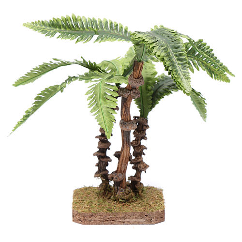 Trio palmier sur base unique feuilles à modeler accessoire pour crèche 1