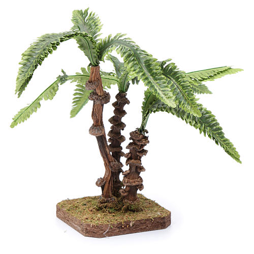 Trio palmier sur base unique feuilles à modeler accessoire pour crèche 2