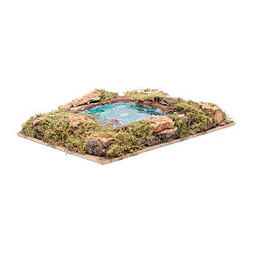 Jezioro z rybami i efektem wody - akcesorium do szopki, 5x20x15 cm