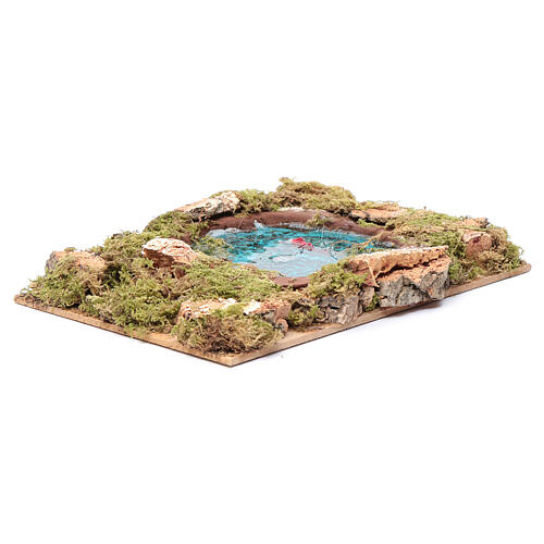 Jezioro z rybami i efektem wody - akcesorium do szopki, 5x20x15 cm 3