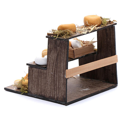 Banco di tre piani con formaggi presepe napoletano 3