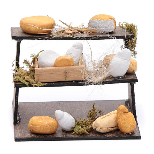 Forms of cheese on three-floor Neapolitan nativity scene stand 1