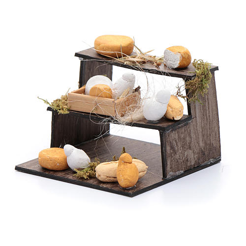 Forms of cheese on three-floor Neapolitan nativity scene stand 2