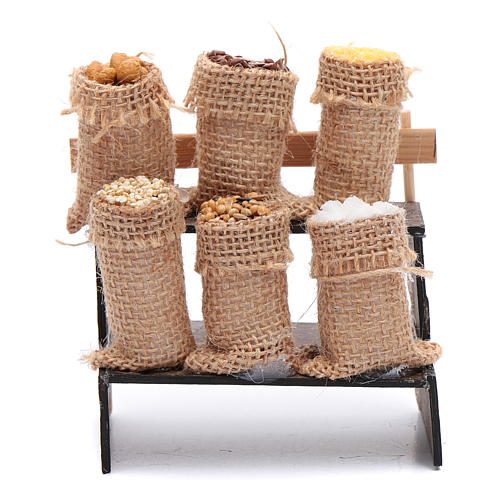 Sacs de jute sur étal crèche napolitaine 1