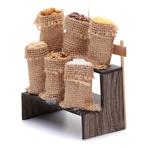Sacs de jute sur étal crèche napolitaine 2