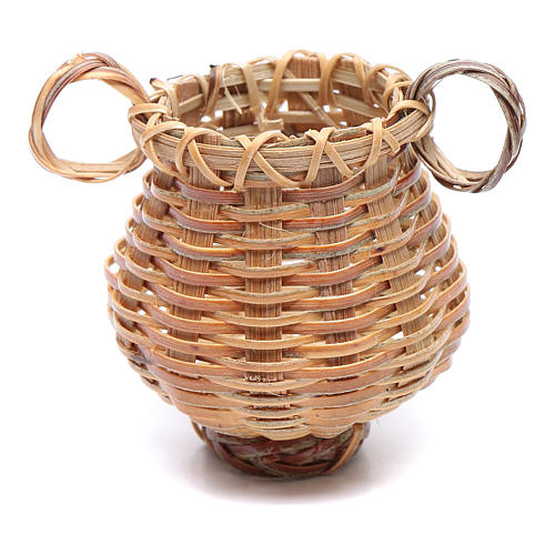 Wicker basket with jug shape for nativity scene 4x4 cm 2