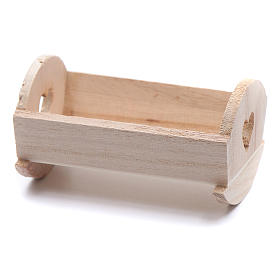 Christkindstatuen: Holzwiege für Jesuskind 6cm