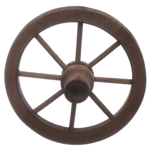 Roda de carroça diâmetro 7 cm madeira para presépio 1