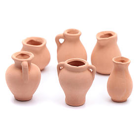 Urn in terracotta 6 pieces for Nativity Scene real height 3-4 cm