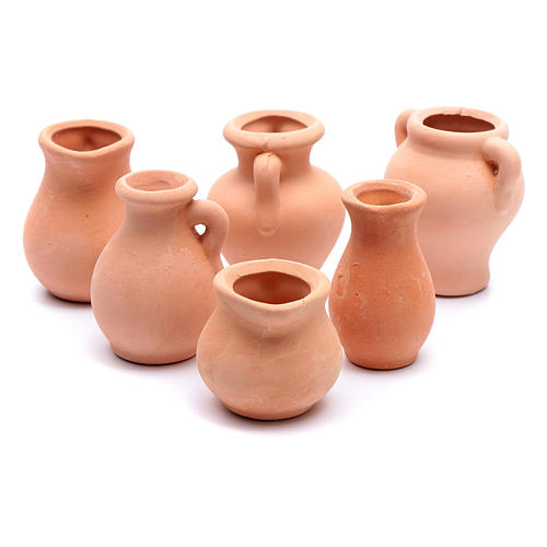 Urn in terracotta 6 pieces for Nativity Scene real height 4-6 cm 1