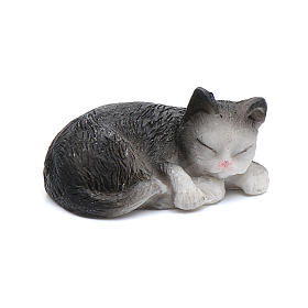 Chat endormi différents modèles 3,5 cm h réelle, pour crèche de 18 cm
