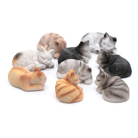 Gato adormecido modelos vários 3,5 cm h real presépio