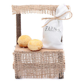 Cibo in miniatura presepe: Banchetto in legno sacco di farina 10x5x5 cm accessori presepe