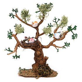 Albero con uccelli h reale 16 cm per presepe