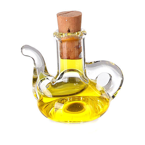 Nativity scene crystal olive oil bottle 2,5 cm miniature 2