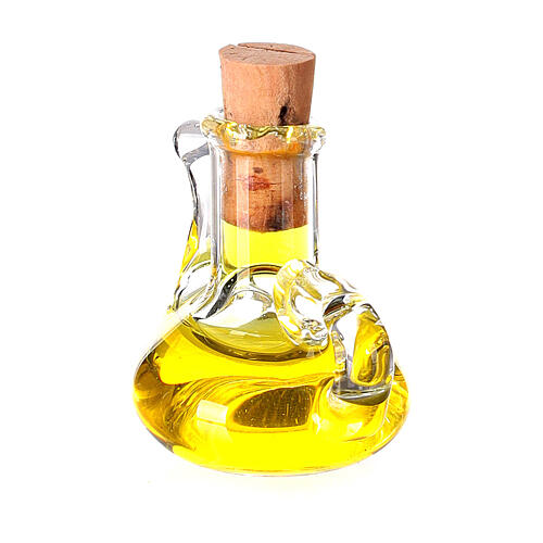 Bottiglia olio oliva cristallo miniatura presepe h reale 2,5 cm 3