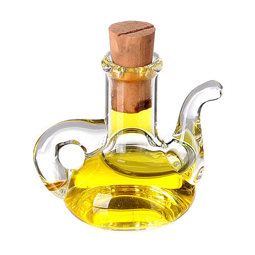 Butelka na olej z oliwek kryształ miniatura do szopki wys. rzeczywista 2.5 cm 1