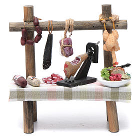 Lebensmittel-Miniaturen: Wurst-Verkaufsstand 10x10x5 cm Krippenzubehör