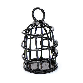 Metal bird cage sized 4 cm for nativity scene