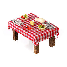 Table dressée formes de nourriture 6x6,x6x4 cm crèche napolitaine