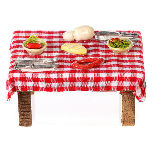 Table dressée formes de nourriture 6x6,x6x4 cm crèche napolitaine 1