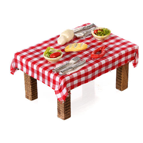 Table dressée formes de nourriture 6x6,x6x4 cm crèche napolitaine 3