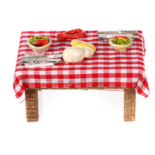 Table dressée formes de nourriture 6x6,x6x4 cm crèche napolitaine 4