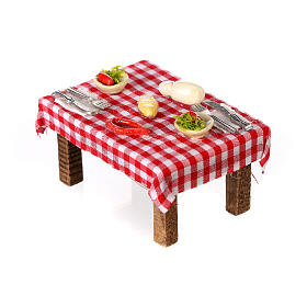 Tavolo imbandito forme di cibo 5x5,5X5 cm presepe napoletano