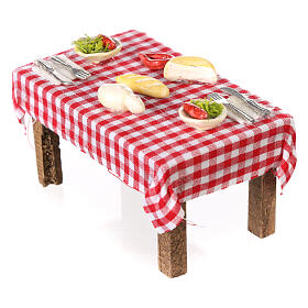 Table avec formes de nourriture crèche napolitaine 6x8,4x4,2 cm