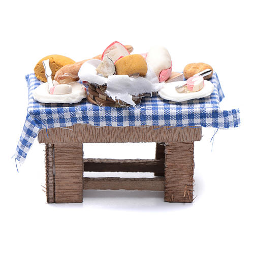 Neapolitan nativity scene table with cheese and meat 10x10x5 cm 1