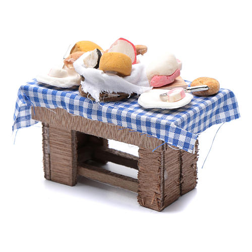 Neapolitan nativity scene table with cheese and meat 10x10x5 cm 2