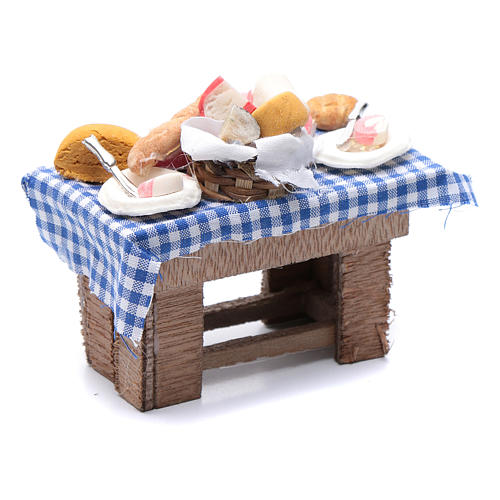 Neapolitan nativity scene table with cheese and meat 10x10x5 cm 3