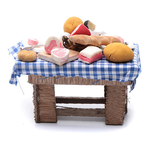 Neapolitan nativity scene table with cheese and meat 10x10x5 cm 4