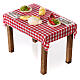 Neapolitan nativity scene table with food and chequed tablecloth 10x10x5 cm s2