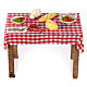Neapolitan nativity scene table with food and chequed tablecloth 10x10x5 cm s4
