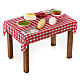 Stół obrus w kwadraty i żywność szopka z Neapolu 10x10x5 cm s3