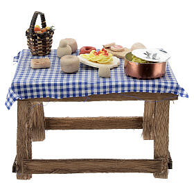 Table avec nourriture 15x14,45x10 cm bricolage crèche napolitaine