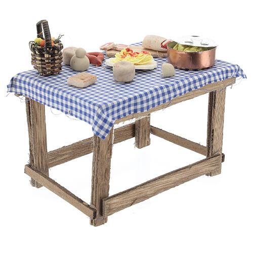 Table avec nourriture 15x14,45x10 cm bricolage crèche napolitaine 4