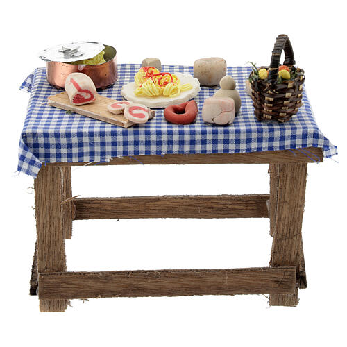 Table avec nourriture 15x14,45x10 cm bricolage crèche napolitaine 5
