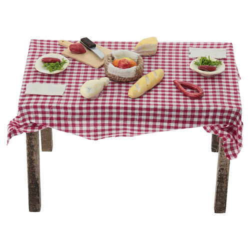 Tisch mit Essen 15x15x10cm neapolitanische Krippe 5