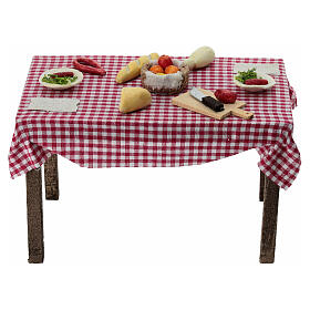 DIY neapolitan nativity scene table with food 15x15x10 cm