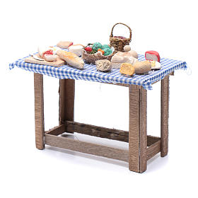 Mesa con comida 15x15x10 cm belén Nápoles hecho con bricolaje