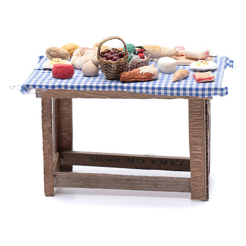 Mesa con comida 15x15x10 cm belén Nápoles hecho con bricolaje 4